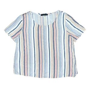 Final Touch Cropped Top Striped Vintage Crop Top Shortsleeve Blouse Retro